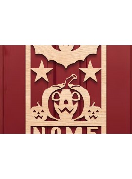 Σετ των 2 Intra απο ξύλο plywood 3mm-4mm πάχος - Halloween Name Sign Laser Cut  Δίασταση 15x15 cm INTRAFABR-106053834