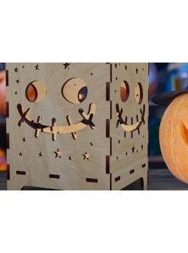 Σετ των 3 Intra απο ξύλο plywood 3mm-4mm πάχος - Halloween Night Lantern Laser Cut  01 Δίασταση 4x4 cm INTRAFABR-78853887
