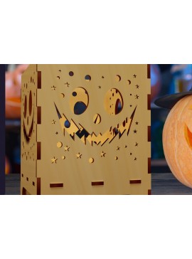 Σετ των 3 Intra απο ξύλο plywood 3mm-4mm πάχος - Halloween Night Lantern Laser Cut  02 Δίασταση 4x4 cm INTRAFABR-78854157