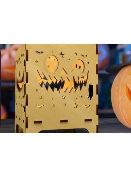 Σετ των 3 Intra απο ξύλο plywood 3mm-4mm πάχος - Halloween Night Lantern Laser Cut  05 Δίασταση 4x4 cm INTRAFABR-78854482