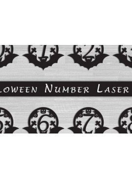 Σετ των 2 Intra απο ξύλο plywood 3mm-4mm πάχος - Σχέδιο  με λέιζερ αποκριάτικων αριθμών Δίασταση 15x15 cm INTRAFABR-76934145