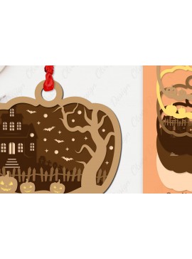 Σετ των 3 Intra απο ξύλο plywood 3mm-4mm πάχος -  κοπής με λέιζερ για αποκριάτικο στολίδι Δίασταση 6x6 cm INTRAFABR-106148099