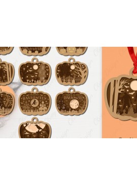 Σετ των 3 Intra απο ξύλο plywood 3mm-4mm πάχος -  κοπής με λέιζερ για αποκριάτικο στολίδι Δίασταση 6x6 cm INTRAFABR-106148130