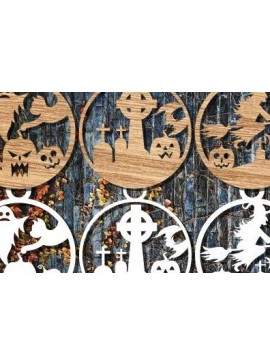 Σετ των 2 Intra απο ξύλο plywood 3mm-4mm πάχος - Αποκριάτικο στολίδι Laser Cut . Δίασταση 30x30 cm INTRAFABR-39378007