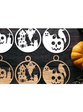 Σετ των 2 Intra απο ξύλο plywood 3mm-4mm πάχος - Αποκριάτικο στολίδι Laser Cut . Δίασταση 30x30 cm INTRAFABR-39378063