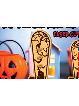 Σετ των 2 Intra απο ξύλο plywood 3mm-4mm πάχος - Μολυβοθήκη Halloween Δίασταση 15x15 cm INTRAFABR-104372962