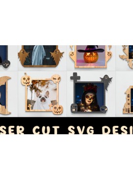 Σετ των 2 Intra απο ξύλο plywood 3mm-4mm πάχος - Σετ  με λέιζερ κορνίζα αποκριών Δίασταση 20x25 cm INTRAFABR-81097480