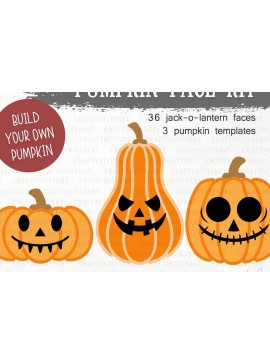 Σετ των 2 Intra απο ξύλο plywood 3mm-4mm πάχος - Πακέτο  για Halloween Pumpkin Faces Kit Δίασταση 15x15 cm INTRAFABR-107563370