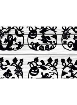 Σετ των 2 Intra απο ξύλο plywood 3mm-4mm πάχος - Διακόσμηση σπιτιού Halloween Pumpkin  Δίασταση 15x15 cm INTRAFABR-103581251