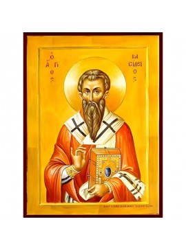 Εικόνα Ορθοδοξίας με περίγραμμα χρυσό σε ξύλο Φλαμουρίας  με  βάση Εικόνα ΑΓΙΟΣ ΒΑΣΙΛΕΙΟΣ Ο ΜΕΓΑΣ, ΑΡΧΙΕΠΙΣΚΟΠΟΣ ΚΑΙΣΑΡΕΙΑΣ, ΚΑΠΠΑΔΟΚΙΑ Χειροποίητη Ελληνορθόδοξη εικόνα του Ιησού Χριστού, Κρεμαστή πλάκα βυζαντινής τέχνης, χριστιανική τέχνη Διάσταση 40x30 