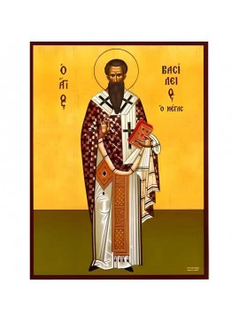 Εικόνα Ορθοδοξίας με περίγραμμα χρυσό σε ξύλο Φλαμουρίας  με  βάση Εικόνα ΑΓΙΟΣ ΒΑΣΙΛΕΙΟΣ Ο ΜΕΓΑΣ, ΑΡΧΙΕΠΙΣΚΟΠΟΣ ΚΑΙΣΑΡΕΙΑΣ, ΚΑΠΠΑΔΟΚΙΑ, ΟΛΟΣΩΜΟΣ Χειροποίητη Ελληνορθόδοξη εικόνα του Ιησού Χριστού, Κρεμαστή πλάκα βυζαντινής τέχνης, χριστιανική τέχνη Διάστ