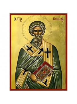 Εικόνα Ορθοδοξίας με περίγραμμα χρυσό σε ξύλο Φλαμουρίας  με  βάση Εικόνα ΑΓΙΟΣ ΒΛΑΣΙΟΣ, ΙΕΡΟΜΑΡΤΥΣ, ΕΠΙΣΚΟΠΟΣ ΣΕΒΑΣΤΕΙΑΣ Χειροποίητη Ελληνορθόδοξη εικόνα του Ιησού Χριστού, Κρεμαστή πλάκα βυζαντινής τέχνης, χριστιανική τέχνη Διάσταση 40x30 cm (10,2x7,9 ί