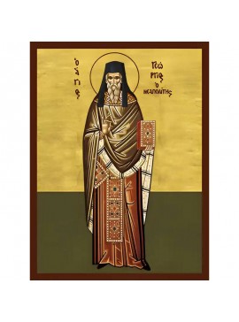 Εικόνα Ορθοδοξίας με περίγραμμα χρυσό σε ξύλο Φλαμουρίας  με  βάση Εικόνα ΑΓΙΟΣ ΓΕΩΡΓΙΟΣ ΝΕΑΠΟΛΙΤΗΣ, ΟΛΟΣΩΜΟΣ Χειροποίητη Ελληνορθόδοξη εικόνα του Ιησού Χριστού, Κρεμαστή πλάκα βυζαντινής τέχνης, χριστιανική τέχνη Διάσταση 40x30 cm (10,2x7,9 ίντσες)  INTR