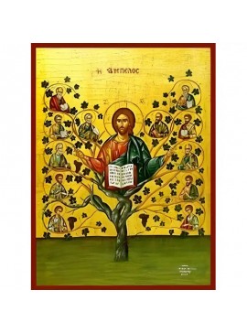 Σετ των 2 Εικόνα Ορθοδοξίας με περίγραμμα χρυσό σε ξύλο Φλαμουρίας  με  βάση Εικόνα Χριστός, η Άμπελος Χειροποίητη Ελληνορθόδοξη , Κρεμαστή πλάκα βυζαντινής τέχνης, χριστιανική τέχνη Διάσταση 10x7 cm (3,9 x 2,8 ίντσες) INTRAEK-670729