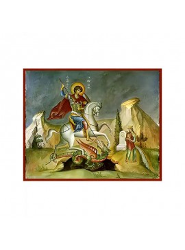 Εικόνα Ορθοδοξίας με περίγραμμα χρυσό σε ξύλο Φλαμουρίας  με  βάση Εικόνα ΑΓΙΟΣ ΓΕΩΡΓΙΟΣ Ο ΤΡΟΠΑΙΟΦΟΡΟΣ, ΕΦΙΠΠΟΣ Χειροποίητη Ελληνορθόδοξη εικόνα του Ιησού Χριστού, Κρεμαστή πλάκα βυζαντινής τέχνης, χριστιανική τέχνη Διάσταση 40x30 cm (10,2x7,9 ίντσες)  I