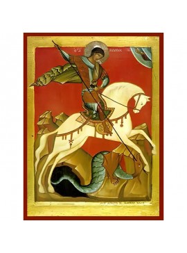 Εικόνα Ορθοδοξίας με περίγραμμα χρυσό σε ξύλο Φλαμουρίας  με  βάση Εικόνα ΑΓΙΟΣ ΓΕΩΡΓΙΟΣ Ο ΤΡΟΠΑΙΟΦΟΡΟΣ, ΕΦΙΠΠΟΣ Χειροποίητη Ελληνορθόδοξη εικόνα του Ιησού Χριστού, Κρεμαστή πλάκα βυζαντινής τέχνης, χριστιανική τέχνη Διάσταση 40x30 cm (10,2x7,9 ίντσες)  I