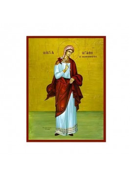 Σετ των 2 Εικόνα Ορθοδοξίας με περίγραμμα χρυσό σε ξύλο Φλαμουρίας  με  βάση Εικόνα Αγία Αγάθη Χειροποίητη Ελληνορθόδοξη , Κρεμαστή πλάκα βυζαντινής τέχνης, χριστιανική τέχνη Διάσταση 10x7 cm (3,9 x 2,8 ίντσες) INTRAEK-670713