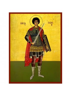 Εικόνα Ορθοδοξίας με περίγραμμα χρυσό σε ξύλο Φλαμουρίας  με  βάση Εικόνα ΑΓΙΟΣ ΓΕΩΡΓΙΟΣ Ο ΤΡΟΠΑΙΟΦΟΡΟΣ, ΟΛΟΣΩΜΟΣ Χειροποίητη Ελληνορθόδοξη εικόνα του Ιησού Χριστού, Κρεμαστή πλάκα βυζαντινής τέχνης, χριστιανική τέχνη Διάσταση 40x30 cm (10,2x7,9 ίντσες)  