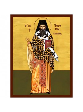 Εικόνα Ορθοδοξίας με περίγραμμα χρυσό σε ξύλο Φλαμουρίας  με  βάση Εικόνα ΑΓΙΟΣ ΓΡΗΓΟΡΙΟΣ ΚΑΛΛΙΔΗΣ, ΟΛΟΣΩΜΟΣ Χειροποίητη Ελληνορθόδοξη εικόνα του Ιησού Χριστού, Κρεμαστή πλάκα βυζαντινής τέχνης, χριστιανική τέχνη Διάσταση 40x30 cm (10,2x7,9 ίντσες)  INTRA