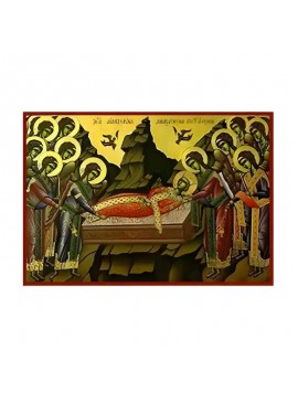 Σετ των 2 Εικόνα Ορθοδοξίας με περίγραμμα χρυσό σε ξύλο Φλαμουρίας  με  βάση Εικόνα Αγία Αικατερίνη, Κηδευομενη υπο των Αγγέλων Χειροποίητη Ελληνορθόδοξη , Κρεμαστή πλάκα βυζαντινής τέχνης, χριστιανική τέχνη Διάσταση 10x7 cm (3,9 x 2,8 ίντσες) INTRAEK-670