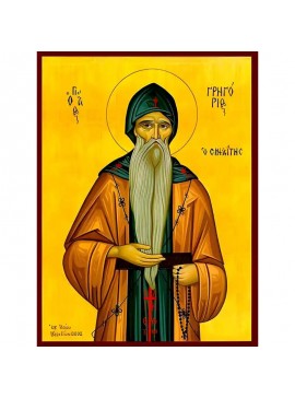 Εικόνα Ορθοδοξίας με περίγραμμα χρυσό σε ξύλο Φλαμουρίας  με  βάση Εικόνα ΑΓΙΟΣ ΓΡΗΓΟΡΙΟΣ ΣΙΝΑΪΤΗΣ Χειροποίητη Ελληνορθόδοξη εικόνα του Ιησού Χριστού, Κρεμαστή πλάκα βυζαντινής τέχνης, χριστιανική τέχνη Διάσταση 40x30 cm (10,2x7,9 ίντσες)  INTRAEK-1447757