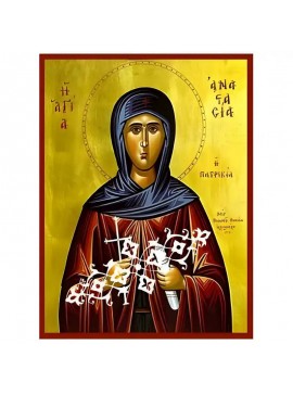 Σετ των 2 Εικόνα Ορθοδοξίας με περίγραμμα χρυσό σε ξύλο Φλαμουρίας  με  βάση Εικόνα Αγία Αναστασία η Πατρικία Χειροποίητη Ελληνορθόδοξη , Κρεμαστή πλάκα βυζαντινής τέχνης, χριστιανική τέχνη Διάσταση 10x7 cm (3,9 x 2,8 ίντσες) INTRAEK-670692