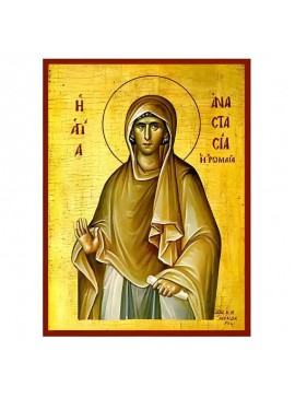 Σετ των 2 Εικόνα Ορθοδοξίας με περίγραμμα χρυσό σε ξύλο Φλαμουρίας  με  βάση Εικόνα Αγία Αναστασία Ρωμαία Χειροποίητη Ελληνορθόδοξη , Κρεμαστή πλάκα βυζαντινής τέχνης, χριστιανική τέχνη Διάσταση 10x7 cm (3,9 x 2,8 ίντσες) INTRAEK-670691