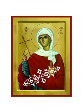 Σετ των 2 Εικόνα Ορθοδοξίας με περίγραμμα χρυσό σε ξύλο Φλαμουρίας  με  βάση Εικόνα Αγία Αναστασία Φαρμακολύτρια Χειροποίητη Ελληνορθόδοξη , Κρεμαστή πλάκα βυζαντινής τέχνης, χριστιανική τέχνη Διάσταση 10x7 cm (3,9 x 2,8 ίντσες) INTRAEK-670690