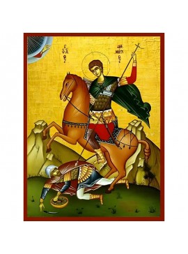 Εικόνα Ορθοδοξίας με περίγραμμα χρυσό σε ξύλο Φλαμουρίας  με  βάση Εικόνα ΑΓΙΟΣ ΔΗΜΗΤΡΙΟΣ Ο ΜΥΡΟΒΛΥΤΗΣ, ΕΦΙΠΠΟΣ Χειροποίητη Ελληνορθόδοξη εικόνα του Ιησού Χριστού, Κρεμαστή πλάκα βυζαντινής τέχνης, χριστιανική τέχνη Διάσταση 40x30 cm (10,2x7,9 ίντσες)  IN