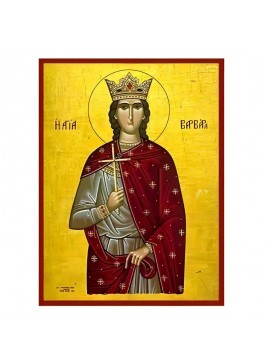 Σετ των 2 Εικόνα Ορθοδοξίας με περίγραμμα χρυσό σε ξύλο Φλαμουρίας  με  βάση Εικόνα Αγία Βαρβάρα Χειροποίητη Ελληνορθόδοξη , Κρεμαστή πλάκα βυζαντινής τέχνης, χριστιανική τέχνη Διάσταση 10x7 cm (3,9 x 2,8 ίντσες) INTRAEK-670670