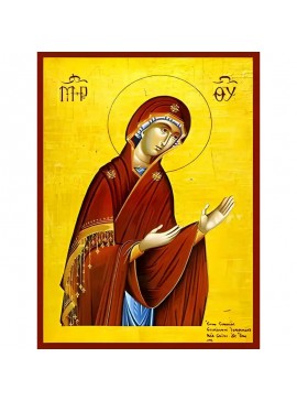 Σετ των 2 Εικόνα Ορθοδοξίας με περίγραμμα χρυσό σε ξύλο Φλαμουρίας  με  βάση Εικόνα ΠΑΝΑΓΙΑ, Η ΠΑΡΑΚΛΗΣΙΣ Χειροποίητη Ελληνορθόδοξη εικόνα του Ιησού Χριστού, Κρεμαστή πλάκα βυζαντινής τέχνης, χριστιανική τέχνη Διάσταση 15x11 cm (5,9x4,3 ίντσες)  INTRAEK-3