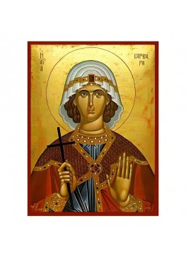 Σετ των 2 Εικόνα Ορθοδοξίας με περίγραμμα χρυσό σε ξύλο Φλαμουρίας  με  βάση Εικόνα Αγία Βαρβάρα Χειροποίητη Ελληνορθόδοξη , Κρεμαστή πλάκα βυζαντινής τέχνης, χριστιανική τέχνη Διάσταση 10x7 cm (3,9 x 2,8 ίντσες) INTRAEK-670665