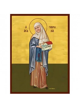 Σετ των 2 Εικόνα Ορθοδοξίας με περίγραμμα χρυσό σε ξύλο Φλαμουρίας  με  βάση Εικόνα Αγία Γαβριηλία Χειροποίητη Ελληνορθόδοξη , Κρεμαστή πλάκα βυζαντινής τέχνης, χριστιανική τέχνη Διάσταση 10x7 cm (3,9 x 2,8 ίντσες) INTRAEK-670661