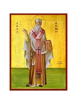 Εικόνα Ορθοδοξίας με περίγραμμα χρυσό σε ξύλο Φλαμουρίας  με  βάση Εικόνα ΑΓΙΟΣ ΕΙΡΗΝΑΙΟΣ, ΕΠΙΣΚΟΠΟΣ ΛΟΥΓΔΟΥΝΩΝ, ΟΛΟΣΩΜΟΣ Χειροποίητη Ελληνορθόδοξη εικόνα του Ιησού Χριστού, Κρεμαστή πλάκα βυζαντινής τέχνης, χριστιανική τέχνη Διάσταση 40x30 cm (10,2x7,9 ί