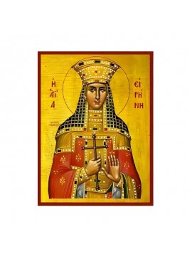 Σετ των 2 Εικόνα Ορθοδοξίας με περίγραμμα χρυσό σε ξύλο Φλαμουρίας  με  βάση Εικόνα Αγία Ειρήνη Χειροποίητη Ελληνορθόδοξη , Κρεμαστή πλάκα βυζαντινής τέχνης, χριστιανική τέχνη Διάσταση 10x7 cm (3,9 x 2,8 ίντσες) INTRAEK-670653