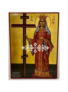 Σετ των 2 Εικόνα Ορθοδοξίας με περίγραμμα χρυσό σε ξύλο Φλαμουρίας  με  βάση Εικόνα Αγία Ελένη Χειροποίητη Ελληνορθόδοξη , Κρεμαστή πλάκα βυζαντινής τέχνης, χριστιανική τέχνη Διάσταση 10x7 cm (3,9 x 2,8 ίντσες) INTRAEK-670643