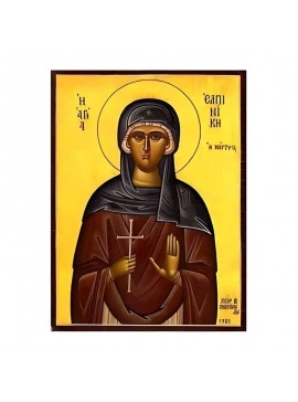 Σετ των 2 Εικόνα Ορθοδοξίας με περίγραμμα χρυσό σε ξύλο Φλαμουρίας  με  βάση Εικόνα Αγία Ελπινίκη Χειροποίητη Ελληνορθόδοξη , Κρεμαστή πλάκα βυζαντινής τέχνης, χριστιανική τέχνη Διάσταση 10x7 cm (3,9 x 2,8 ίντσες) INTRAEK-670640