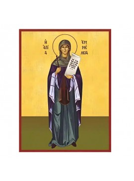 Σετ των 2 Εικόνα Ορθοδοξίας με περίγραμμα χρυσό σε ξύλο Φλαμουρίας  με  βάση Εικόνα Αγία Εμμέλεια Χειροποίητη Ελληνορθόδοξη , Κρεμαστή πλάκα βυζαντινής τέχνης, χριστιανική τέχνη Διάσταση 10x7 cm (3,9 x 2,8 ίντσες) INTRAEK-670639