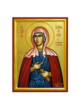 Σετ των 2 Εικόνα Ορθοδοξίας με περίγραμμα χρυσό σε ξύλο Φλαμουρίας  με  βάση Εικόνα Αγία Ερμιόνη Χειροποίητη Ελληνορθόδοξη , Κρεμαστή πλάκα βυζαντινής τέχνης, χριστιανική τέχνη Διάσταση 10x7 cm (3,9 x 2,8 ίντσες) INTRAEK-670637