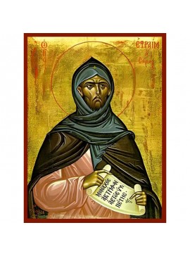 Εικόνα Ορθοδοξίας με περίγραμμα χρυσό σε ξύλο Φλαμουρίας  με  βάση Εικόνα ΑΓΙΟΣ ΕΦΡΑΙΜ Ο ΣΥΡΟΣ Χειροποίητη Ελληνορθόδοξη εικόνα του Ιησού Χριστού, Κρεμαστή πλάκα βυζαντινής τέχνης, χριστιανική τέχνη Διάσταση 40x30 cm (10,2x7,9 ίντσες)  INTRAEK-14477578648