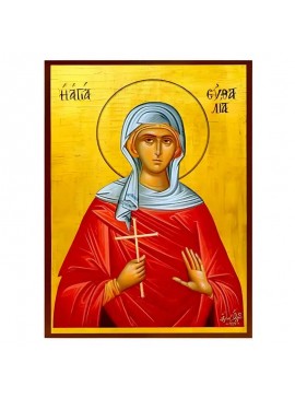 Σετ των 2 Εικόνα Ορθοδοξίας με περίγραμμα χρυσό σε ξύλο Φλαμουρίας  με  βάση Εικόνα Αγία Ευθαλία Χειροποίητη Ελληνορθόδοξη , Κρεμαστή πλάκα βυζαντινής τέχνης, χριστιανική τέχνη Διάσταση 10x7 cm (3,9 x 2,8 ίντσες) INTRAEK-670632