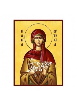 Σετ των 2 Εικόνα Ορθοδοξίας με περίγραμμα χρυσό σε ξύλο Φλαμουρίας  με  βάση Εικόνα Αγια Ευτυχια Χειροποίητη Ελληνορθόδοξη , Κρεμαστή πλάκα βυζαντινής τέχνης, χριστιανική τέχνη Διάσταση 10x7 cm (3,9 x 2,8 ίντσες) INTRAEK-670628