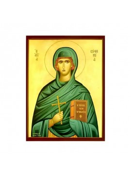 Σετ των 2 Εικόνα Ορθοδοξίας με περίγραμμα χρυσό σε ξύλο Φλαμουρίας  με  βάση Εικόνα Αγία Ευφημία Χειροποίητη Ελληνορθόδοξη , Κρεμαστή πλάκα βυζαντινής τέχνης, χριστιανική τέχνη Διάσταση 10x7 cm (3,9 x 2,8 ίντσες) INTRAEK-670627