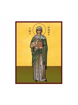 Σετ των 2 Εικόνα Ορθοδοξίας με περίγραμμα χρυσό σε ξύλο Φλαμουρίας  με  βάση Εικόνα Αγία Ευφημία Χειροποίητη Ελληνορθόδοξη , Κρεμαστή πλάκα βυζαντινής τέχνης, χριστιανική τέχνη Διάσταση 10x7 cm (3,9 x 2,8 ίντσες) INTRAEK-670626