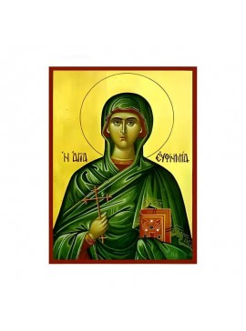 Σετ των 2 Εικόνα Ορθοδοξίας με περίγραμμα χρυσό σε ξύλο Φλαμουρίας  με  βάση Εικόνα Αγία Ευφημία Χειροποίητη Ελληνορθόδοξη , Κρεμαστή πλάκα βυζαντινής τέχνης, χριστιανική τέχνη Διάσταση 10x7 cm (3,9 x 2,8 ίντσες) INTRAEK-670625