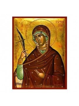 Σετ των 2 Εικόνα Ορθοδοξίας με περίγραμμα χρυσό σε ξύλο Φλαμουρίας  με  βάση Εικόνα Αγία Ευφροσύνη Χειροποίητη Ελληνορθόδοξη , Κρεμαστή πλάκα βυζαντινής τέχνης, χριστιανική τέχνη Διάσταση 10x7 cm (3,9 x 2,8 ίντσες) INTRAEK-670624