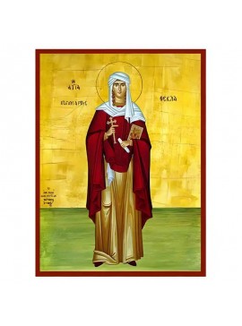 Σετ των 2 Εικόνα Ορθοδοξίας με περίγραμμα χρυσό σε ξύλο Φλαμουρίας  με  βάση Εικόνα Αγία Θέκλα Χειροποίητη Ελληνορθόδοξη , Κρεμαστή πλάκα βυζαντινής τέχνης, χριστιανική τέχνη Διάσταση 10x7 cm (3,9 x 2,8 ίντσες) INTRAEK-670620