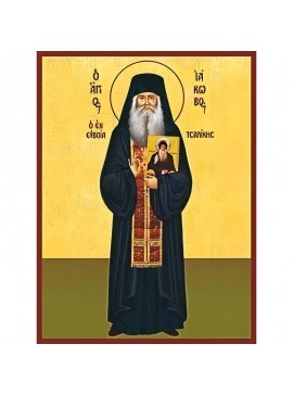 Εικόνα Ορθοδοξίας με περίγραμμα χρυσό σε ξύλο Φλαμουρίας  με  βάση Εικόνα ΑΓΙΟΣ ΙΑΚΩΒΟΣ ΤΣΑΛΙΚΗΣ, ΜΕ ΤΗΝ ΕΙΚΟΝΑ ΤΟΥ ΑΓΙΟΥ ΔΑΥΙΔ ΕΥΒΟΙΑΣ, ΟΛΟΣΩΜΟΣ Χειροποίητη Ελληνορθόδοξη εικόνα του Ιησού Χριστού, Κρεμαστή πλάκα βυζαντινής τέχνης, χριστιανική τέχνη Διάστ