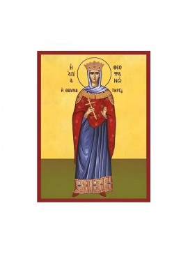 Σετ των 2 Εικόνα Ορθοδοξίας με περίγραμμα χρυσό σε ξύλο Φλαμουρίας  με  βάση Εικόνα Αγία Θεοφανώ Χειροποίητη Ελληνορθόδοξη , Κρεμαστή πλάκα βυζαντινής τέχνης, χριστιανική τέχνη Διάσταση 10x7 cm (3,9 x 2,8 ίντσες) INTRAEK-670609