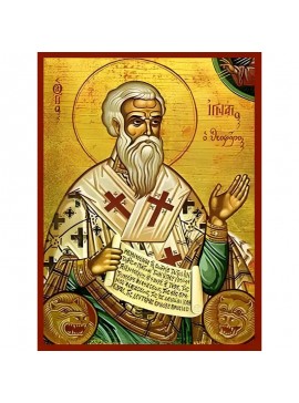 Εικόνα Ορθοδοξίας με περίγραμμα χρυσό σε ξύλο Φλαμουρίας  με  βάση Εικόνα ΑΓΙΟΣ ΙΓΝΑΤΙΟΣ ΙΕΡΟΜΑΡΤΥΣ, Ο ΘΕΟΦΟΡΟΣ, ΕΠΙΣΚΟΠΟΣ ΑΝΤΙΟΧΕΙΑΣ Χειροποίητη Ελληνορθόδοξη εικόνα του Ιησού Χριστού, Κρεμαστή πλάκα βυζαντινής τέχνης, χριστιανική τέχνη Διάσταση 40x30 cm